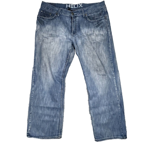 Helix Straight Jeans Mens Size 36x30 Blue Stone Wash Denim Loose Fit See Photos - Picture 1 of 13